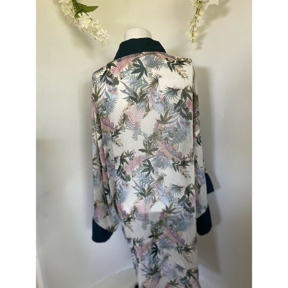Xhilaration Beach Open Cover Up Kimono Top Women's M/L Floral Tropical Aloha EUC - Picture 12 of 12